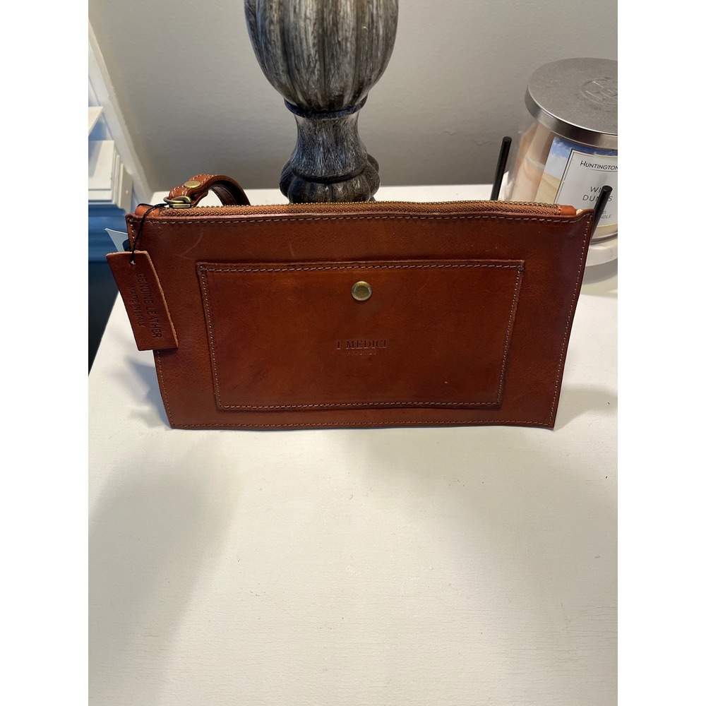 I Medici Firenze Brown Leather Clutch Bag Made in Italy New